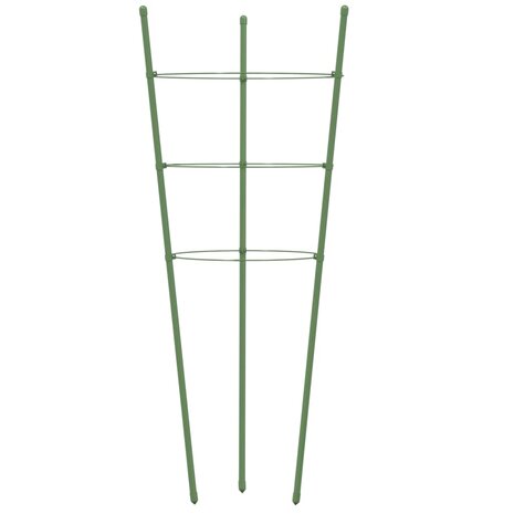 Plantensteunen 5 st met 3 ringen 75 cm staal groen 5