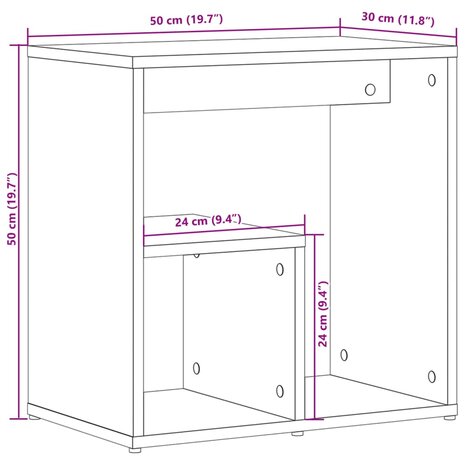 Bijzettafel 50x30x50 cm spaanplaat betongrijs 10