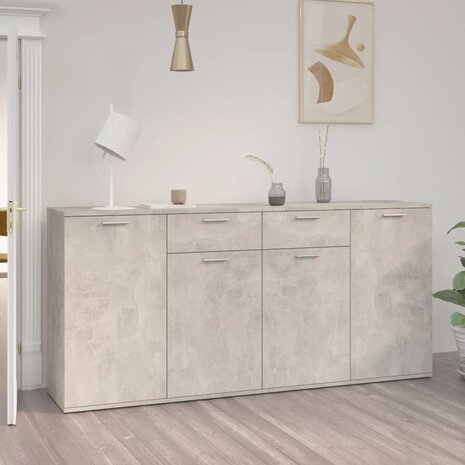Dressoir 160x36x75 cm bewerkt hout betongrijs 1