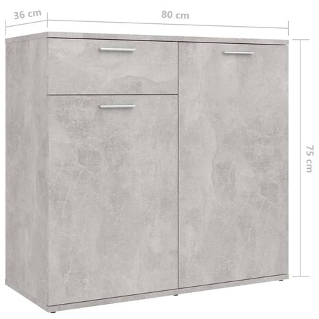 Dressoir 160x36x75 cm bewerkt hout betongrijs 9