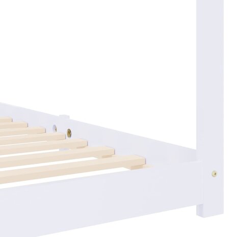 Kinderbedframe massief grenenhout wit 80x160 cm 7