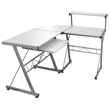 Hoekbureau 132x112x99 cm bewerkt hout wit 1