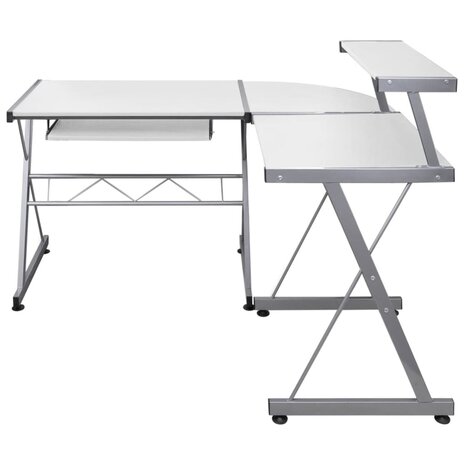 Hoekbureau 132x112x99 cm bewerkt hout wit 2