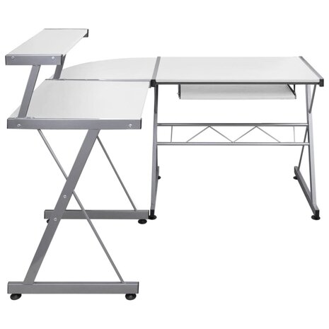 Hoekbureau 132x112x99 cm bewerkt hout wit 3