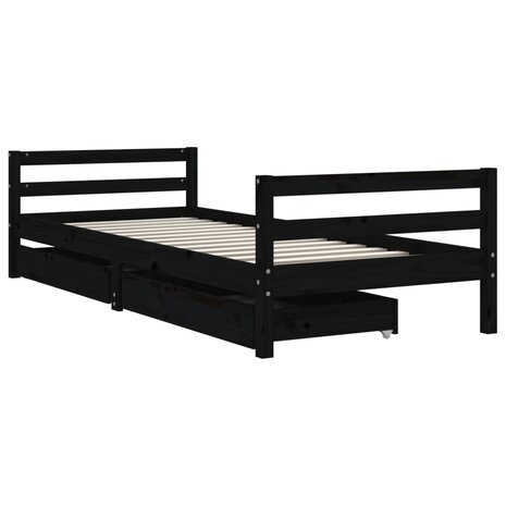 Kinderbedframe met lades 80x200 cm massief grenenhout zwart 3