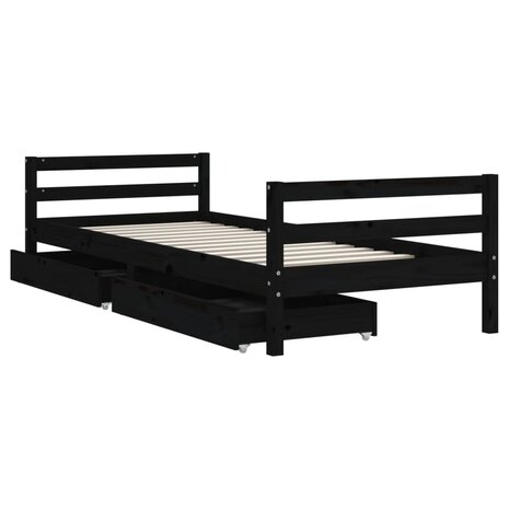 Kinderbedframe met lades 80x200 cm massief grenenhout zwart 4