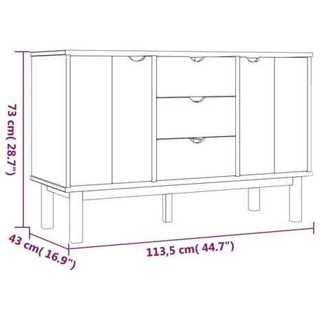 Dressoir OTTA 113,5x43x73 cm massief grenenhout 6