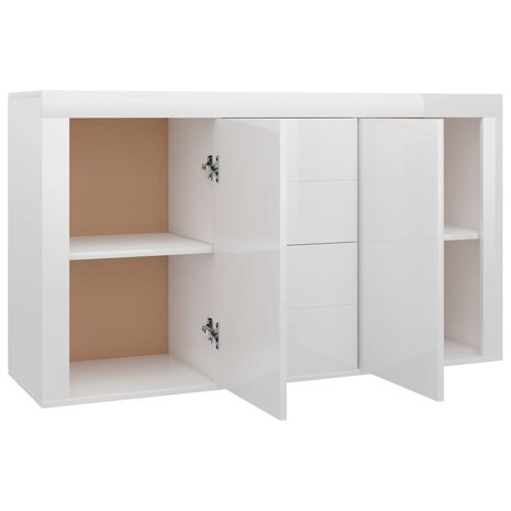 Dressoir 120x36x69 cm bewerkt hout hoogglans wit 5