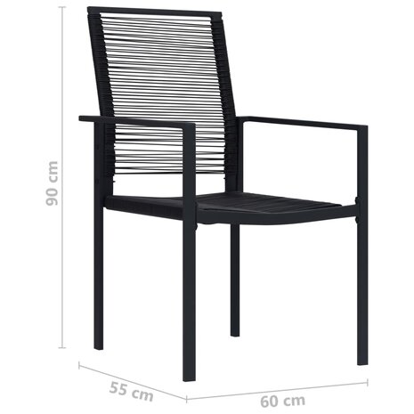 Tuinstoelen 4 st PVC-rattan zwart 8