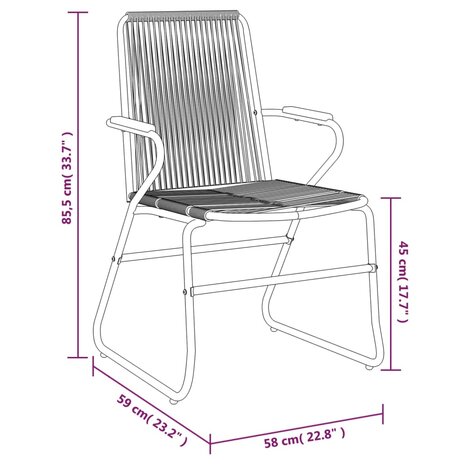 Tuinstoelen 2 st 58x59x85,5 cm PVC-rattan zwart 8