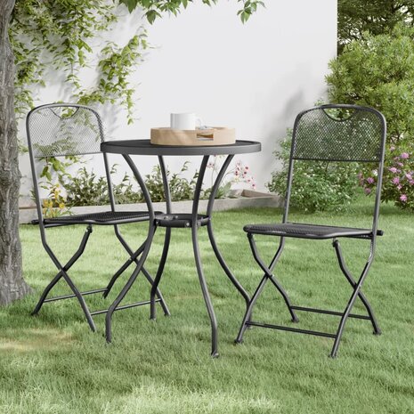Tuinstoelen inklapbaar 2 st metaalgaas antracietkleurig 1
