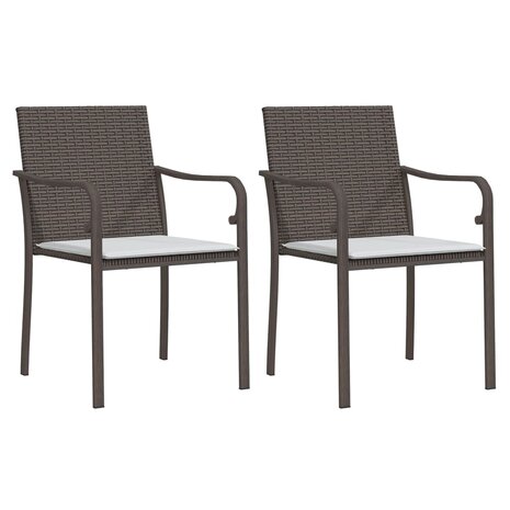 Tuinstoelen 2 st met kussens 56x59x84 cm poly rattan bruin 2