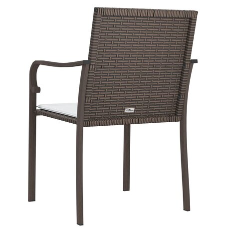 Tuinstoelen 2 st met kussens 56x59x84 cm poly rattan bruin 6