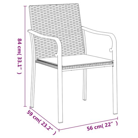 Tuinstoelen 2 st met kussens 56x59x84 cm poly rattan bruin 9