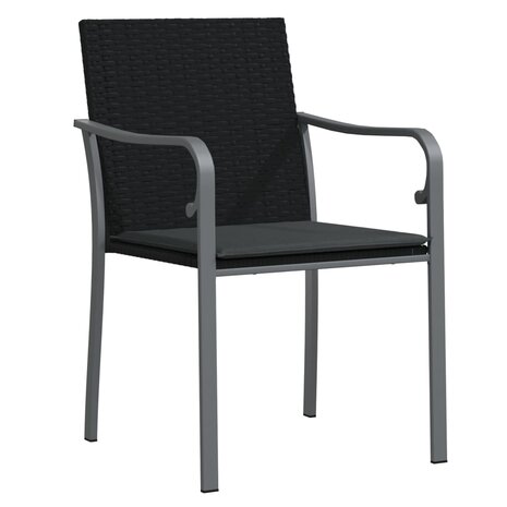 Tuinstoelen 2 st met kussens 56x59x84 cm poly rattan zwart 3