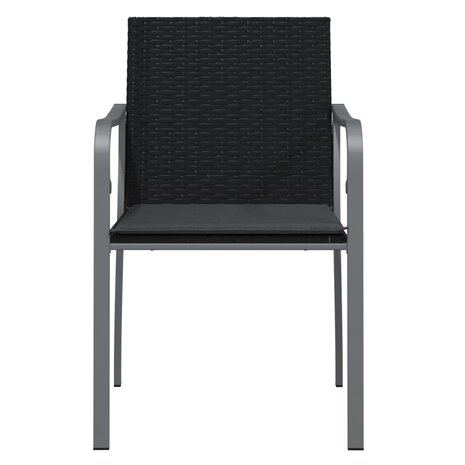 Tuinstoelen 2 st met kussens 56x59x84 cm poly rattan zwart 4