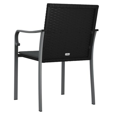 Tuinstoelen 2 st met kussens 56x59x84 cm poly rattan zwart 6
