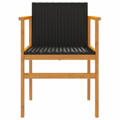 Tuinstoelen 2 st poly rattan en massief hout zwart 5