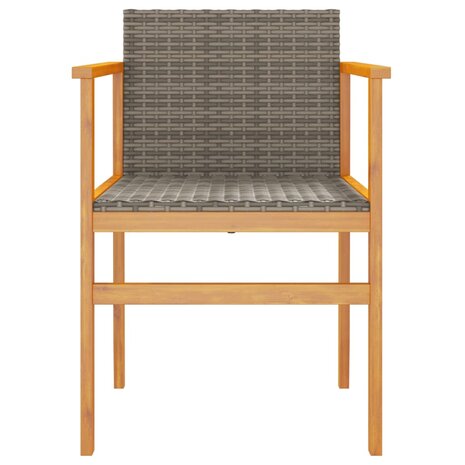 Tuinstoelen 2 st poly rattan en massief hout grijs 5