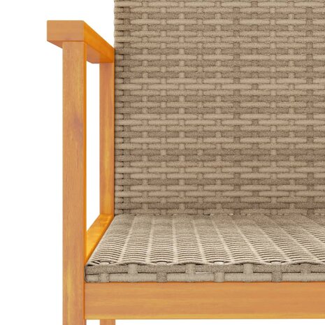 Tuinstoelen 2 st poly rattan en massief hout beige 8