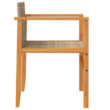 Tuinstoelen 2 st met kussens poly rattan en massief hout beige 6