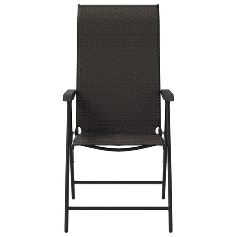Tuinstoelen 2 st inklapbaar poly rattan zwarte koffiekleur 5