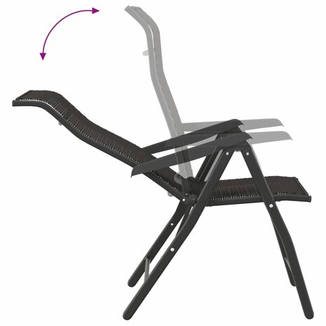Tuinstoelen 2 st inklapbaar poly rattan zwarte koffiekleur 8