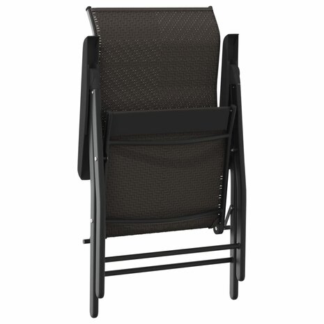 Tuinstoelen 2 st inklapbaar poly rattan zwarte koffiekleur 9
