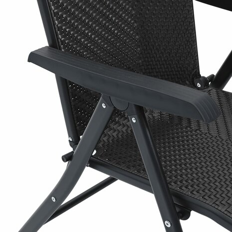 Tuinstoelen 2 st inklapbaar poly rattan zwarte koffiekleur 10