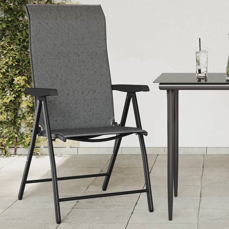 Tuinstoelen 2 st inklapbaar poly rattan grijs 3