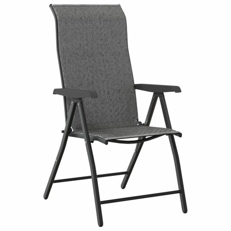 Tuinstoelen 2 st inklapbaar poly rattan grijs 4