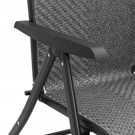 Tuinstoelen 2 st inklapbaar poly rattan grijs 10