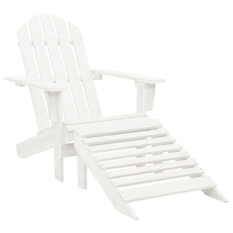 Tuinstoel met hocker hout wit 1