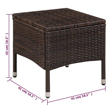 Tuinstoel en kruk met kussens poly rattan bruin 5