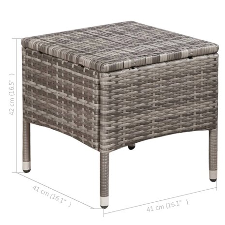 Tuinstoel en kruk met kussens poly rattan grijs 6