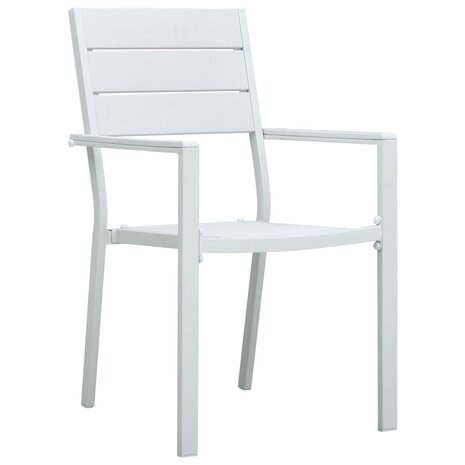 Tuinstoelen 4 st hout-look HDPE wit 2