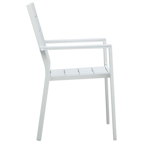 Tuinstoelen 4 st hout-look HDPE wit 4