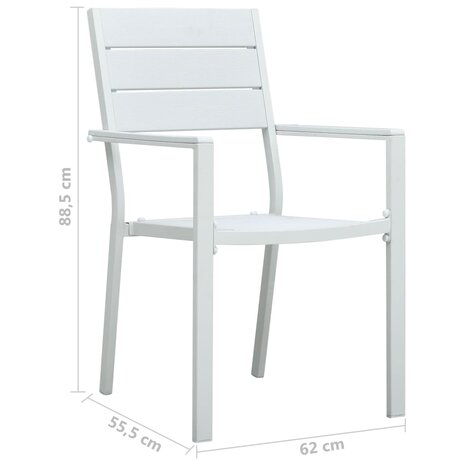 Tuinstoelen 4 st hout-look HDPE wit 9