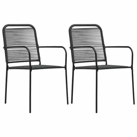Tuinstoelen 2 st katoenen touw en staal zwart 1