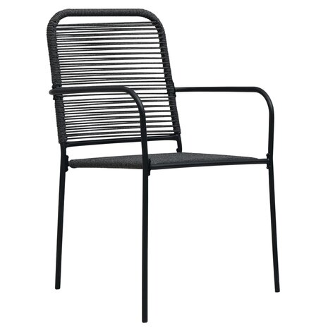 Tuinstoelen 2 st katoenen touw en staal zwart 2