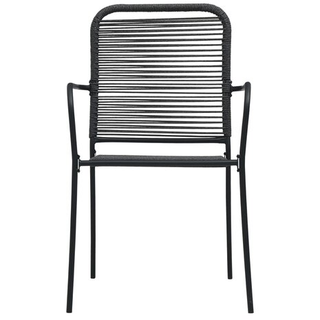 Tuinstoelen 2 st katoenen touw en staal zwart 3