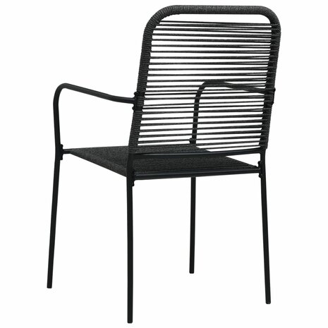 Tuinstoelen 2 st katoenen touw en staal zwart 5