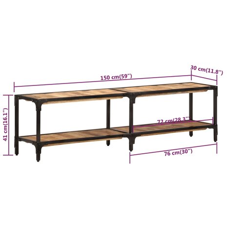 Tv-meubel 150x30x41 cm massief mangohout 7