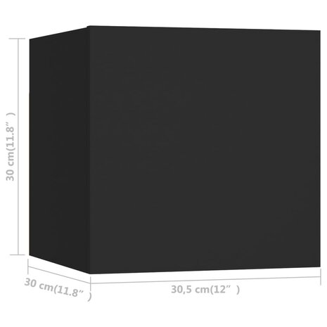 Tv-wandmeubel 30,5x30x30 cm zwart 12