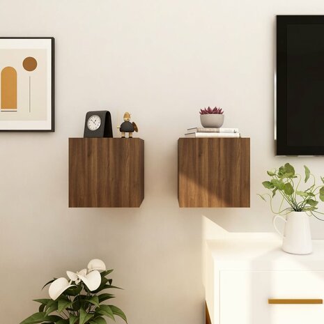 Tv-wandmeubelen 2 st 30,5x30x30 cm bruin eikenkleur 5