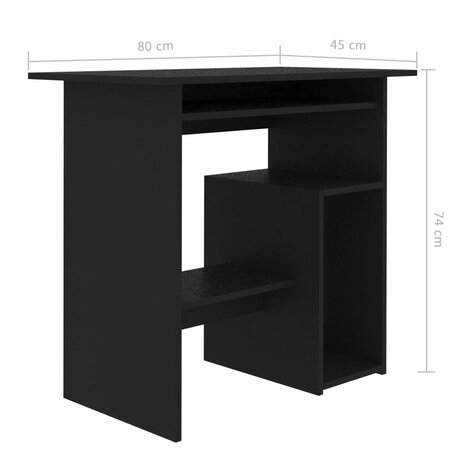 Bureau 80x45x74 cm bewerkt hout zwart 7