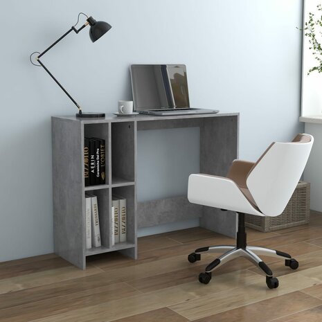 Bureau 102,5x35x75 cm bewerkt hout betongrijs 1