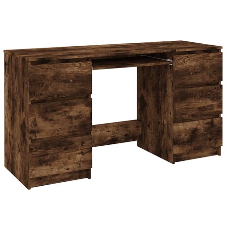 Bureau 140x50x77 cm bewerkt hout gerookt eikenkleurig 2