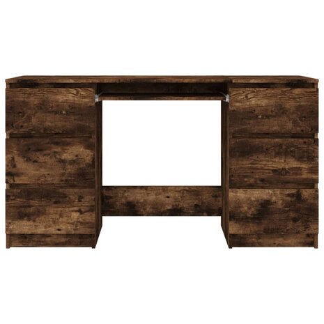 Bureau 140x50x77 cm bewerkt hout gerookt eikenkleurig 3