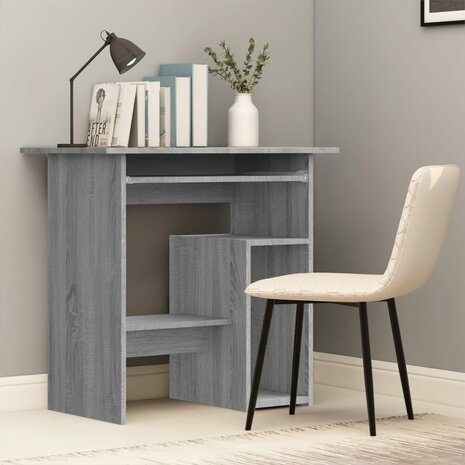 Bureau 80x45x74 cm bewerkt hout grijs sonoma eikenkleurig 1
